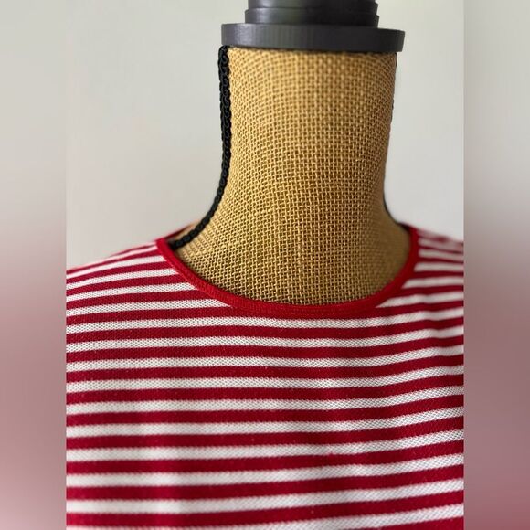 Vintage Red & White Striped Baggy Short Sleeve T-Shirt - Picture 4 of 7